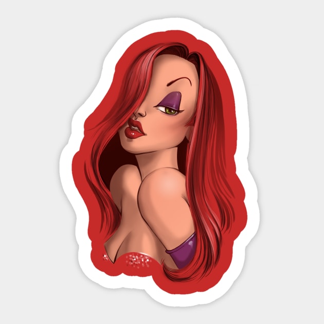 Lady in red Sticker by ursulalopez